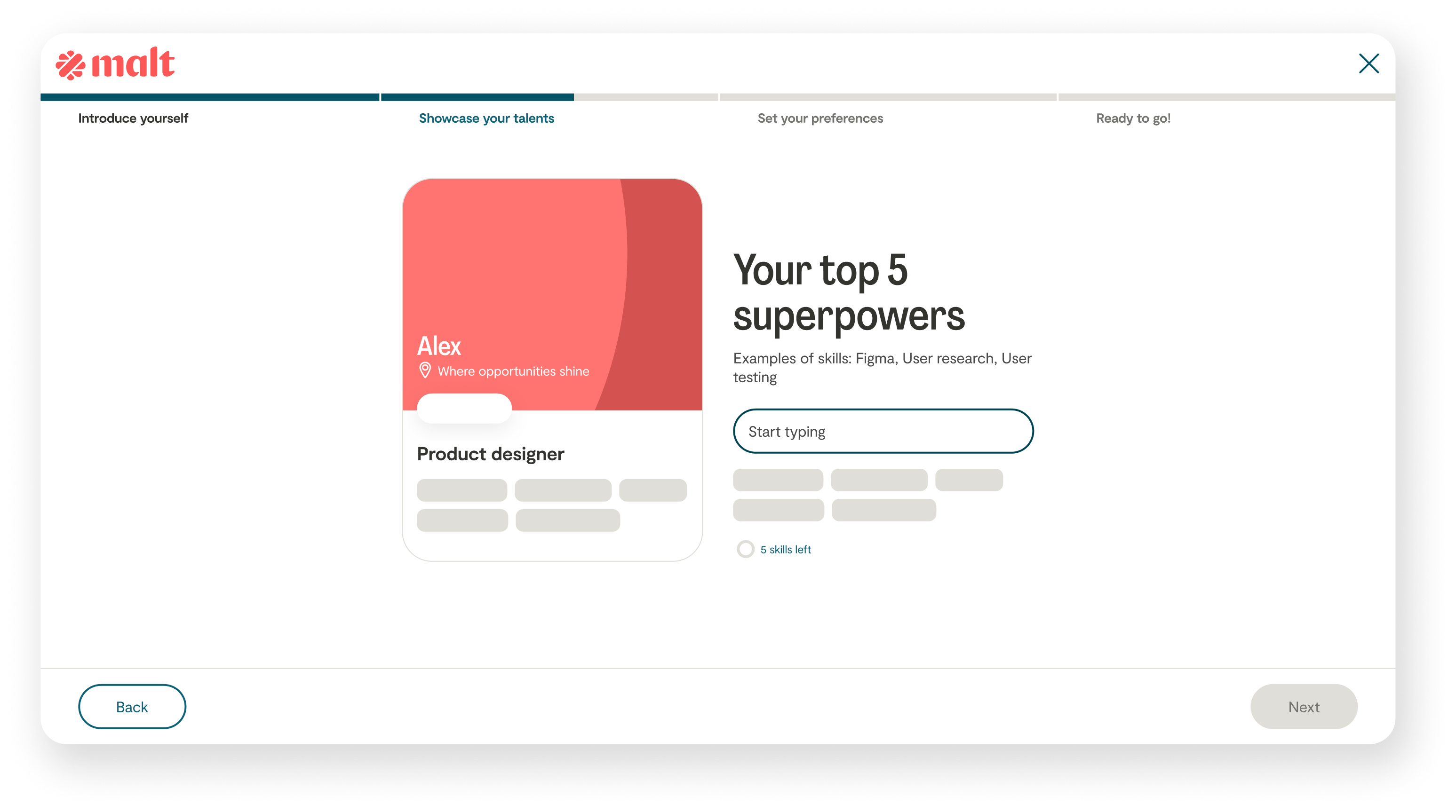 Sign-up layout